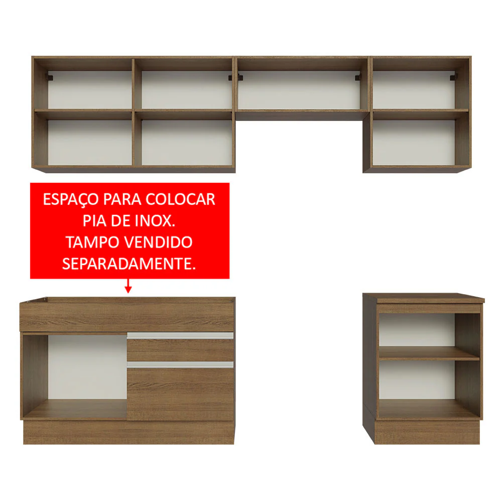 Armário de Cozinha Completa 260cm Rustic Glamy Madesa 04 - Image 5