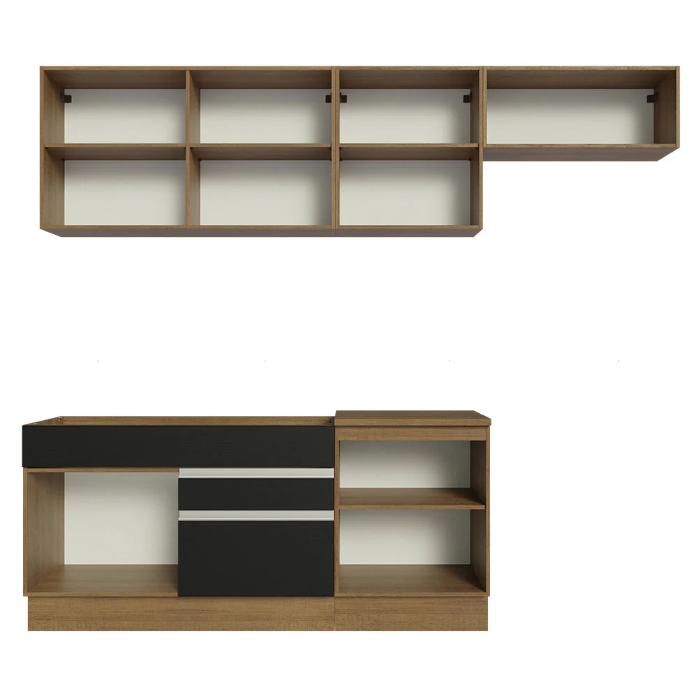 Armário de Cozinha Completa 260cm Rustic/Preto Glamy Madesa 03 - Image 6