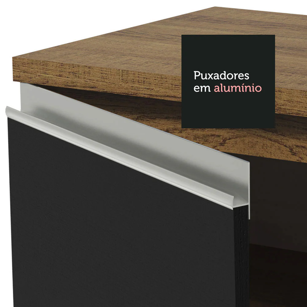 Armário de Cozinha Completa 260cm Rustic/Preto Glamy Madesa 05 - Image 7