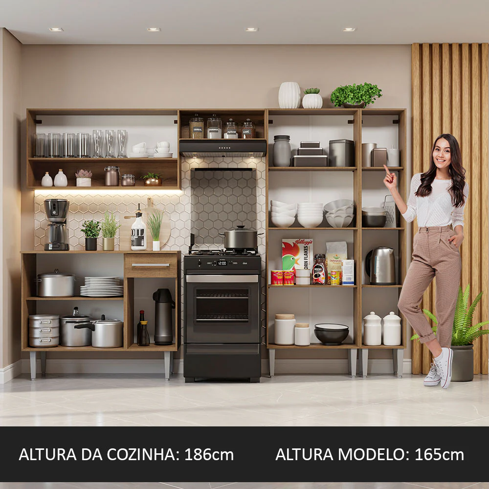 Armário de Cozinha Completa 261cm Rustic Emilly Madesa 02 - Image 5