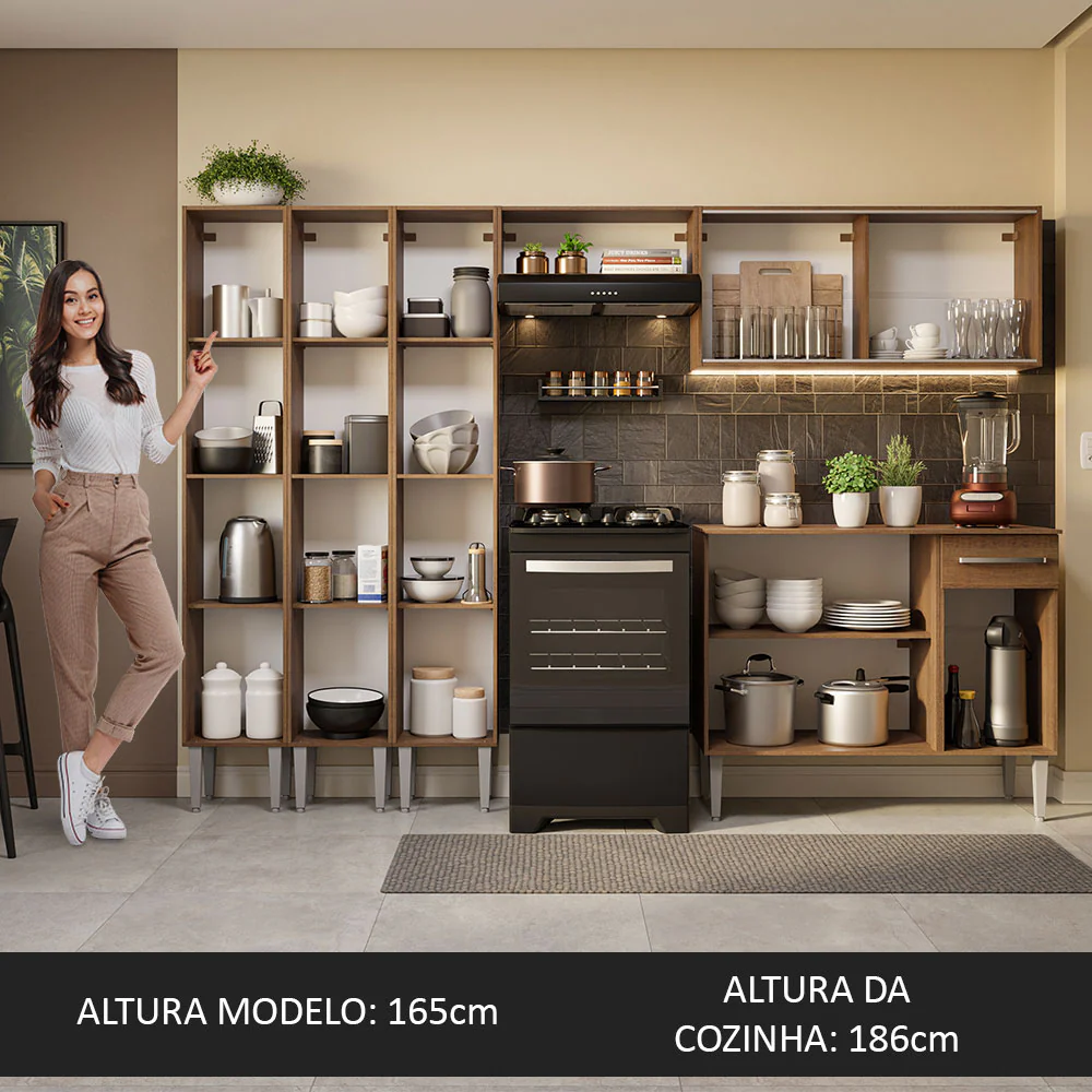 Armário de Cozinha Completa 261cm Rustic Emilly Madesa 03 - Image 5