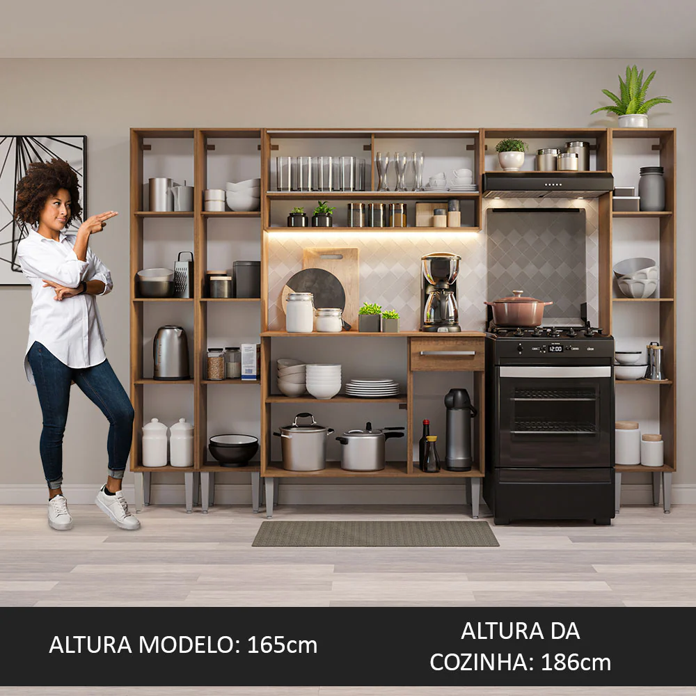 Armário de Cozinha Completa 261cm Rustic Emilly Madesa 04 - Image 5
