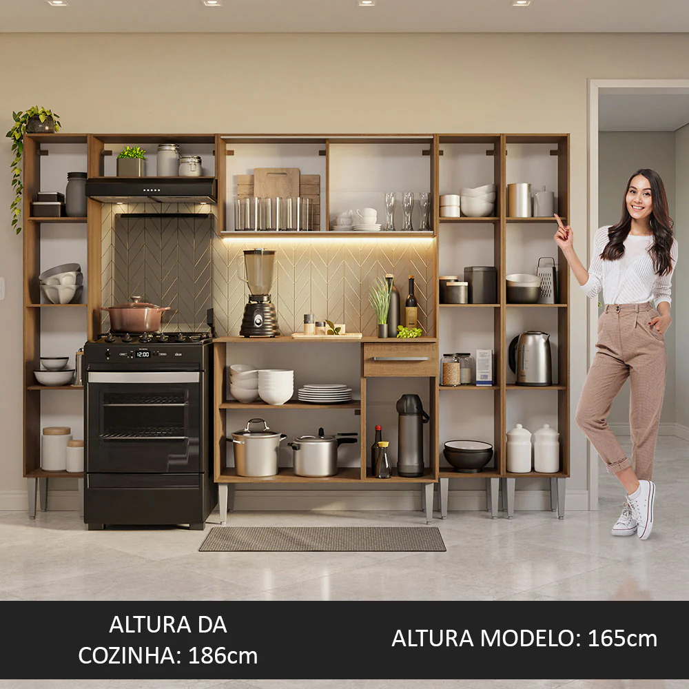 Armário de Cozinha Completa 261cm Rustic Emilly Madesa 07 - Image 5