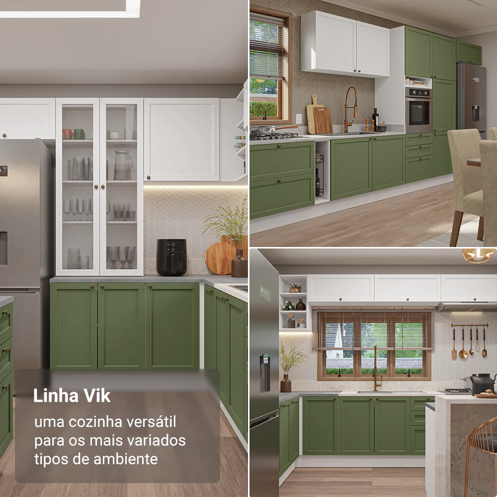 Armário de Cozinha Completa 270 cm Branco/Verde/Branco Vik Madesa 01 - Image 5