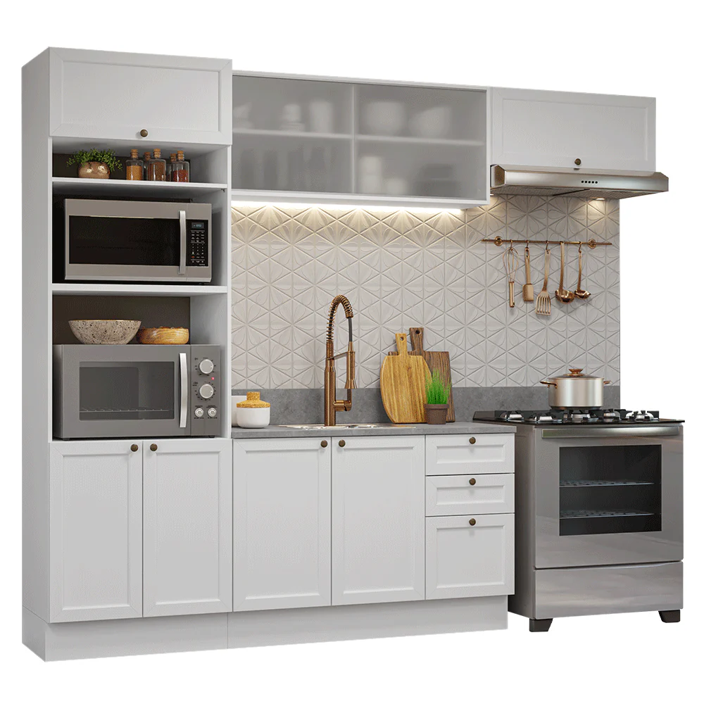 Armário de Cozinha Completa 270 cm Branco Vik Madesa 03 - Image 2