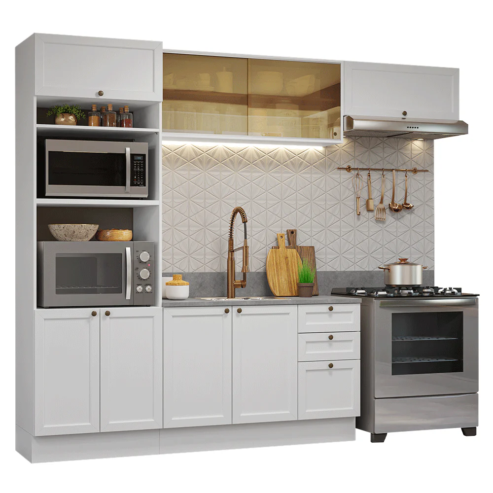 Armário de Cozinha Completa 270 cm Branco Vik Madesa 04 - Image 2