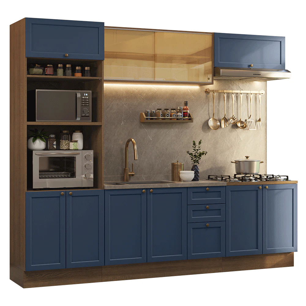 Armário de Cozinha Completa 270 cm Rustic/Azul Vik Madesa 02 - Image 2
