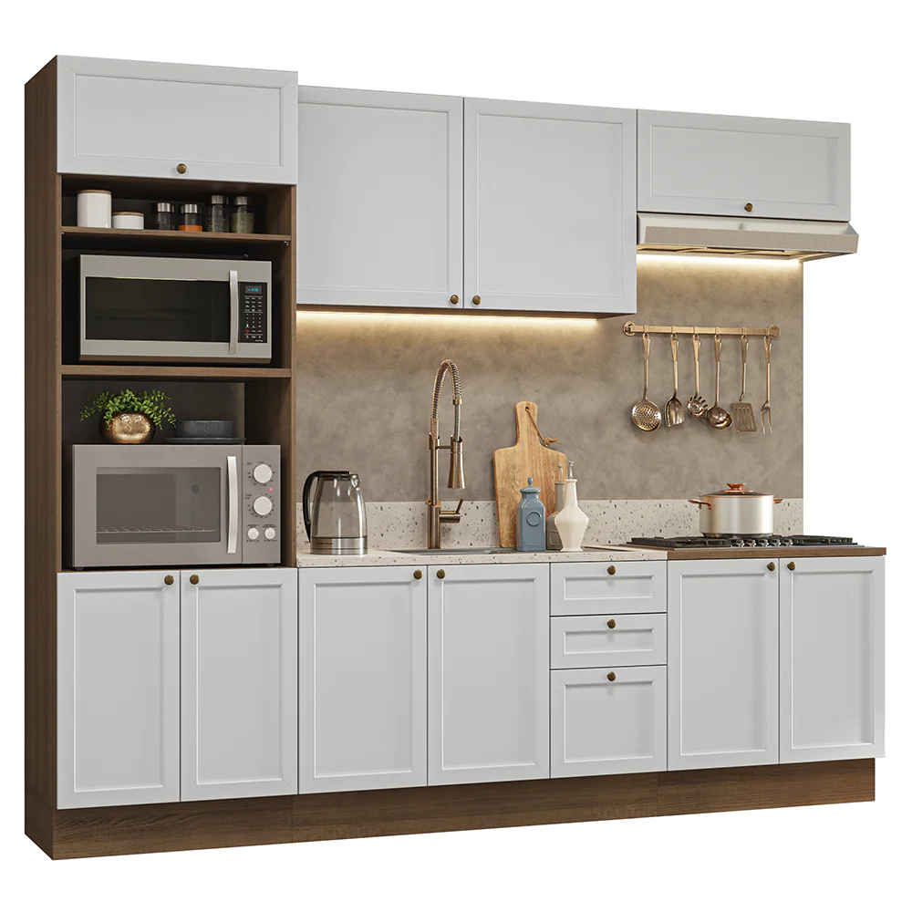 Armário de Cozinha Completa 270 cm Rustic/Branco Vik Madesa 01 - Image 2