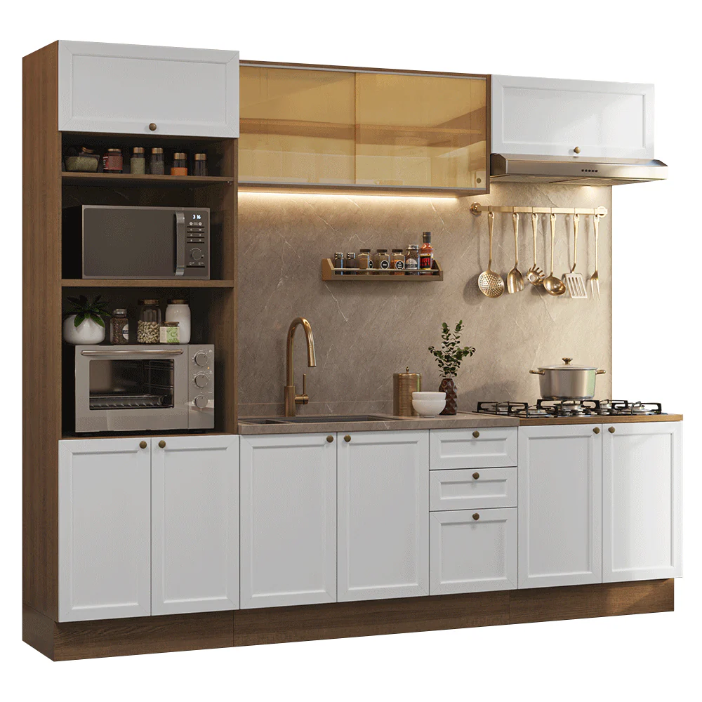 Armário de Cozinha Completa 270 cm Rustic/Branco Vik Madesa 02 - Image 2