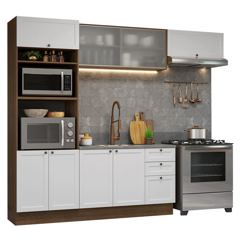 Armário de Cozinha Completa 270 cm Rustic/Branco Vik Madesa 03 - Image 2