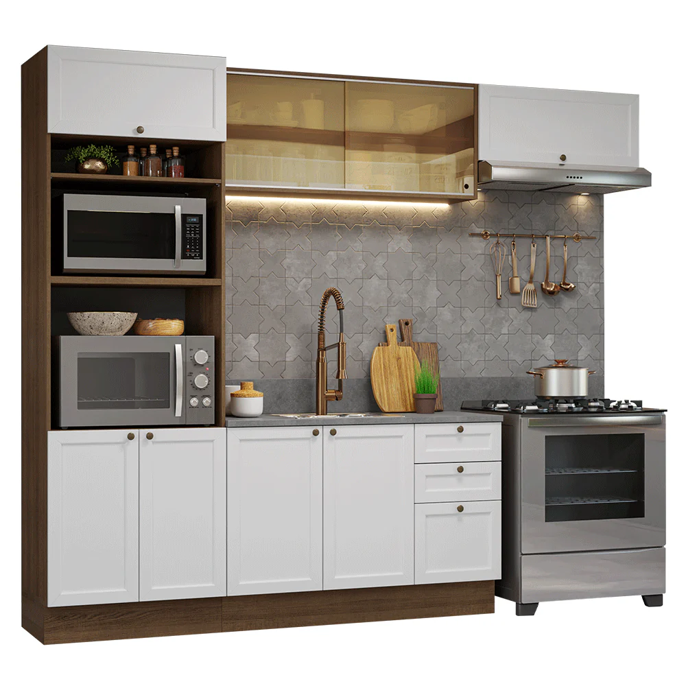 Armário de Cozinha Completa 270 cm Rustic/Branco Vik Madesa 04 - Image 2