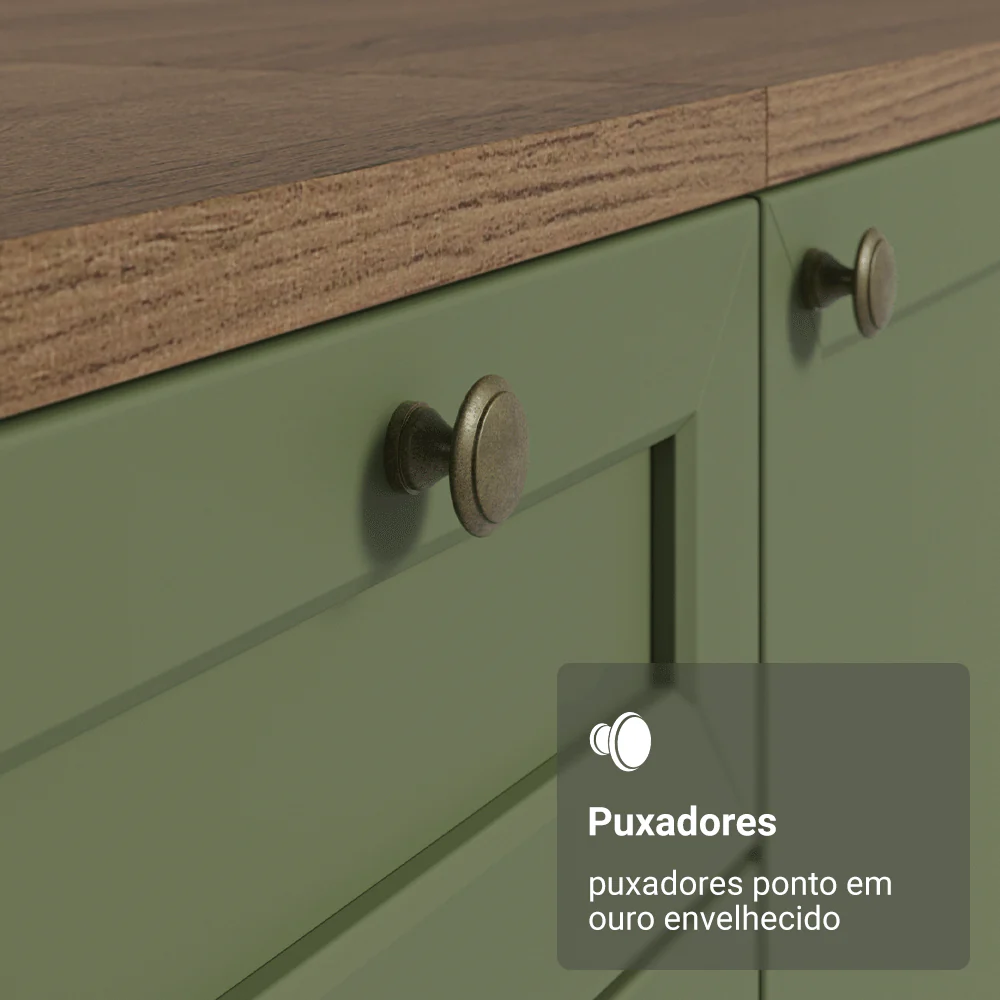 Armário de Cozinha Completa 270 cm Rustic/Verde Vik Madesa 01 - Image 6