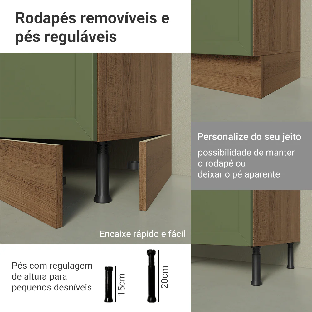 Armário de Cozinha Completa 270 cm Rustic/Verde Vik Madesa 02 - Image 11