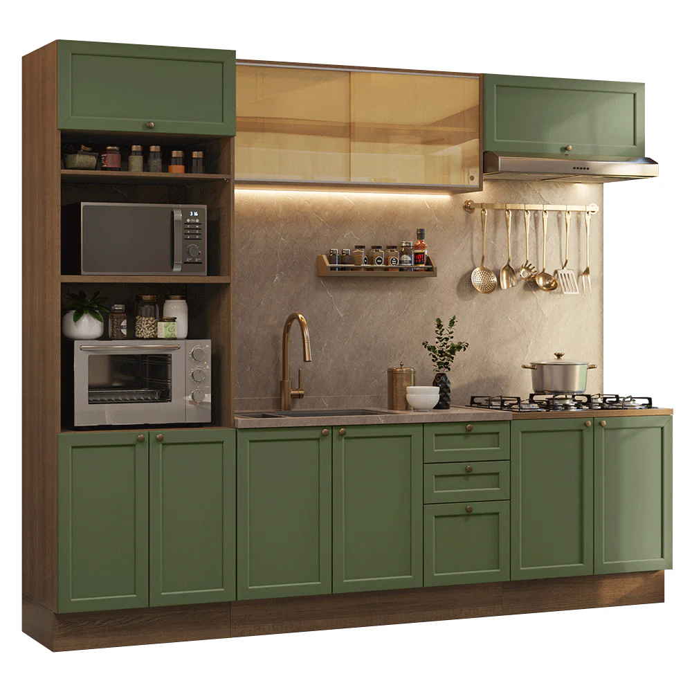 Armário de Cozinha Completa 270 cm Rustic/Verde Vik Madesa 02 - Image 2