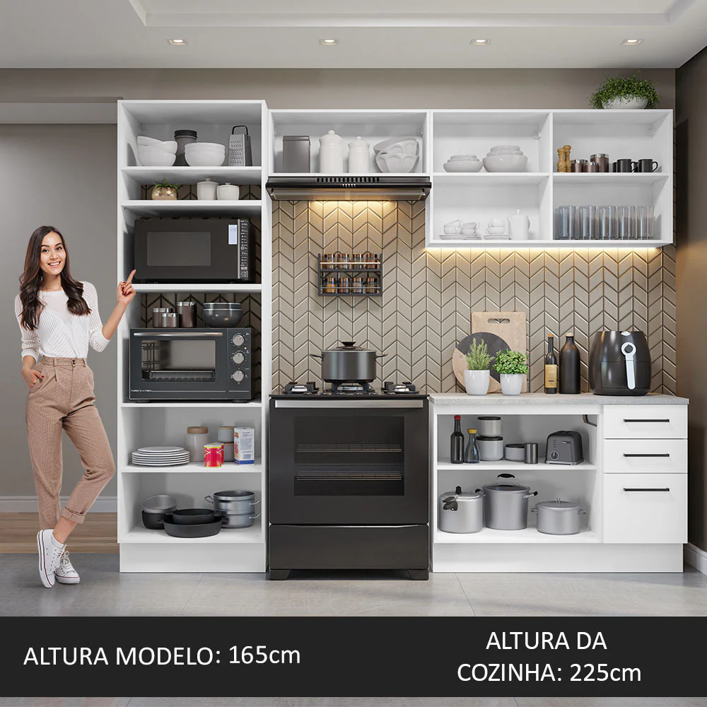 Armário de  Cozinha Completa 270cm Branco Agata Madesa 07 - Image 5
