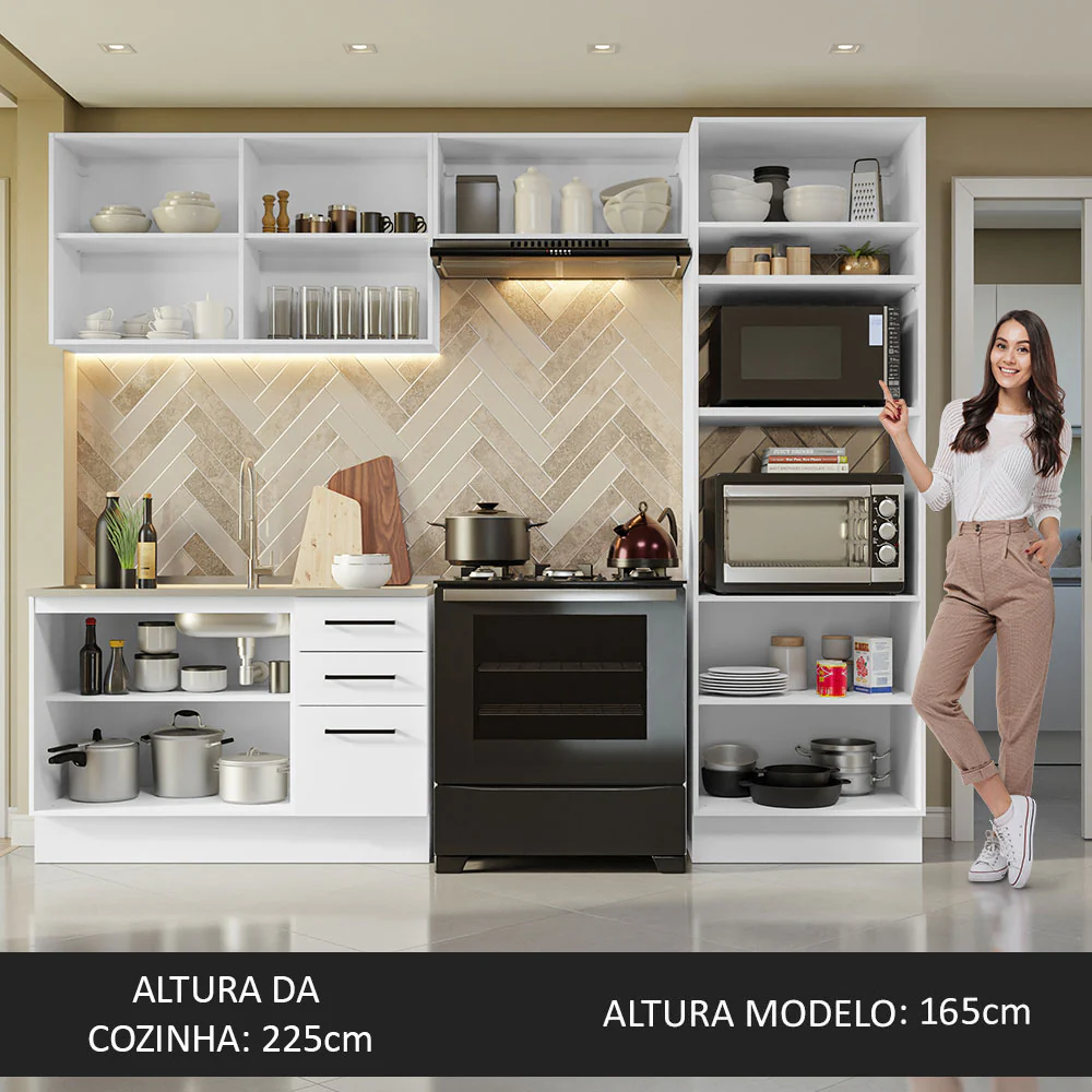 Armário de  Cozinha Completa 270cm Branco Agata Madesa 08 - Image 5