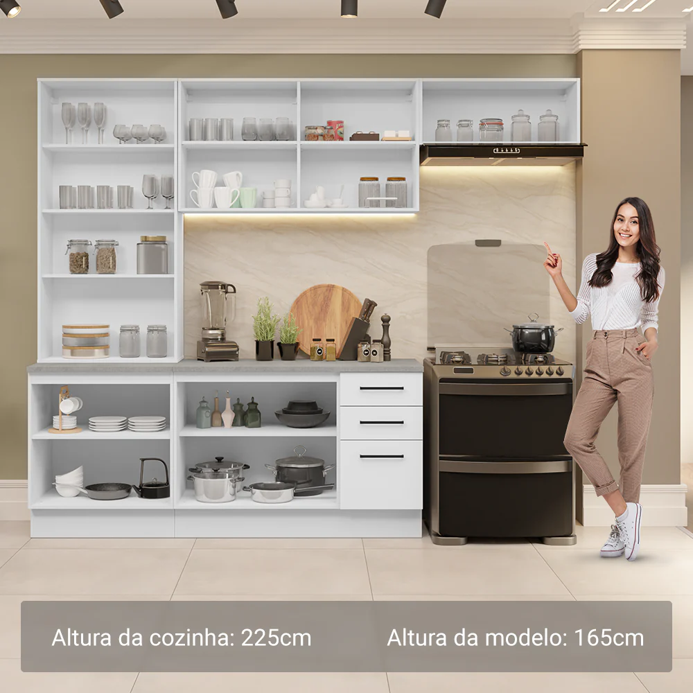 Armário de Cozinha Completa 270cm Branco Agata Madesa 11 - Image 5