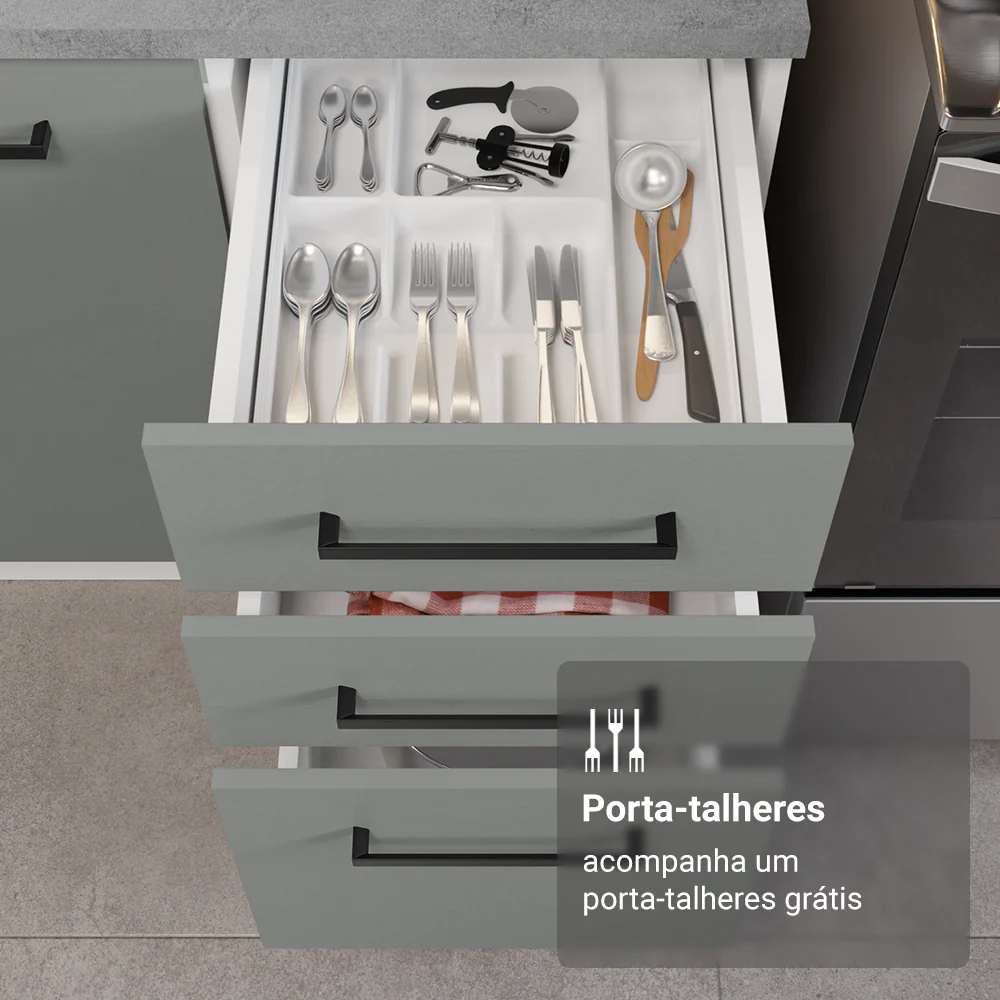Armário de Cozinha Completa 270cm Branco/Cinza Agata Madesa 11 - Image 8