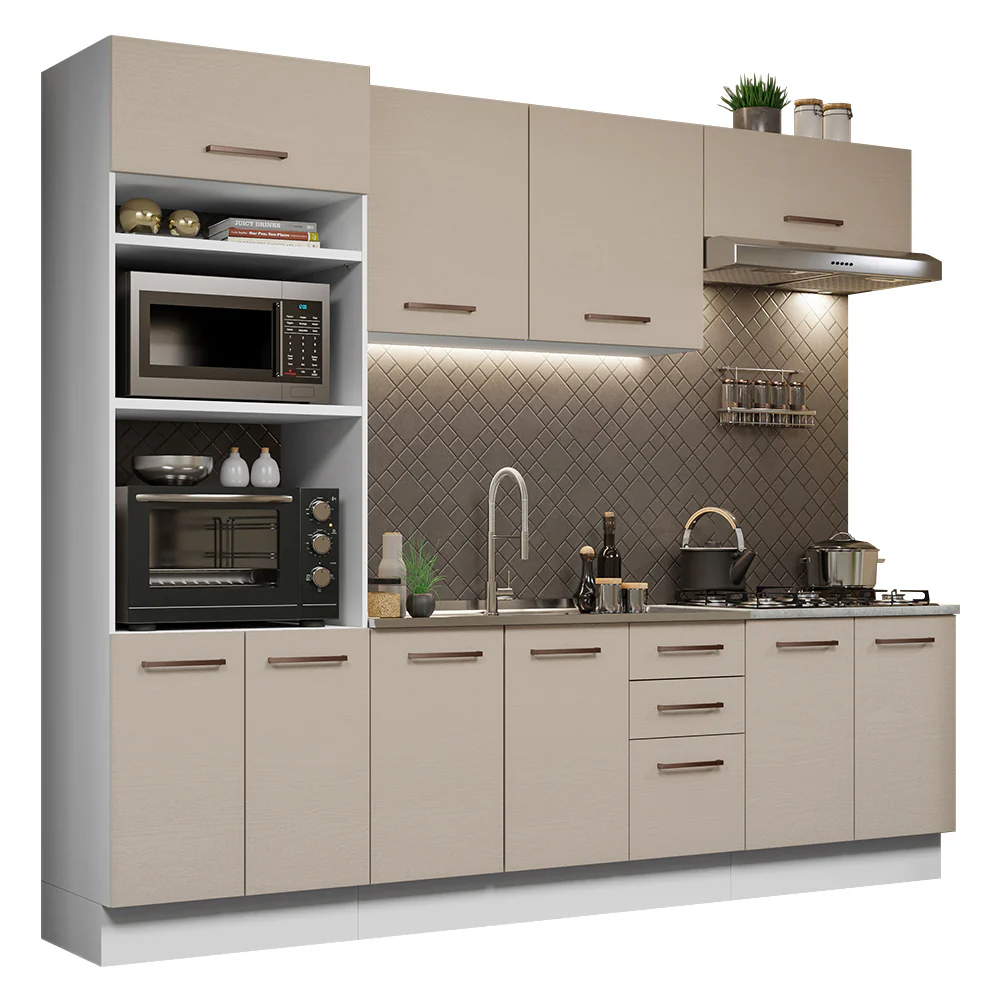 Armário de Cozinha Completa 270cm Branco/Crema Agata Madesa 01 - Image 2