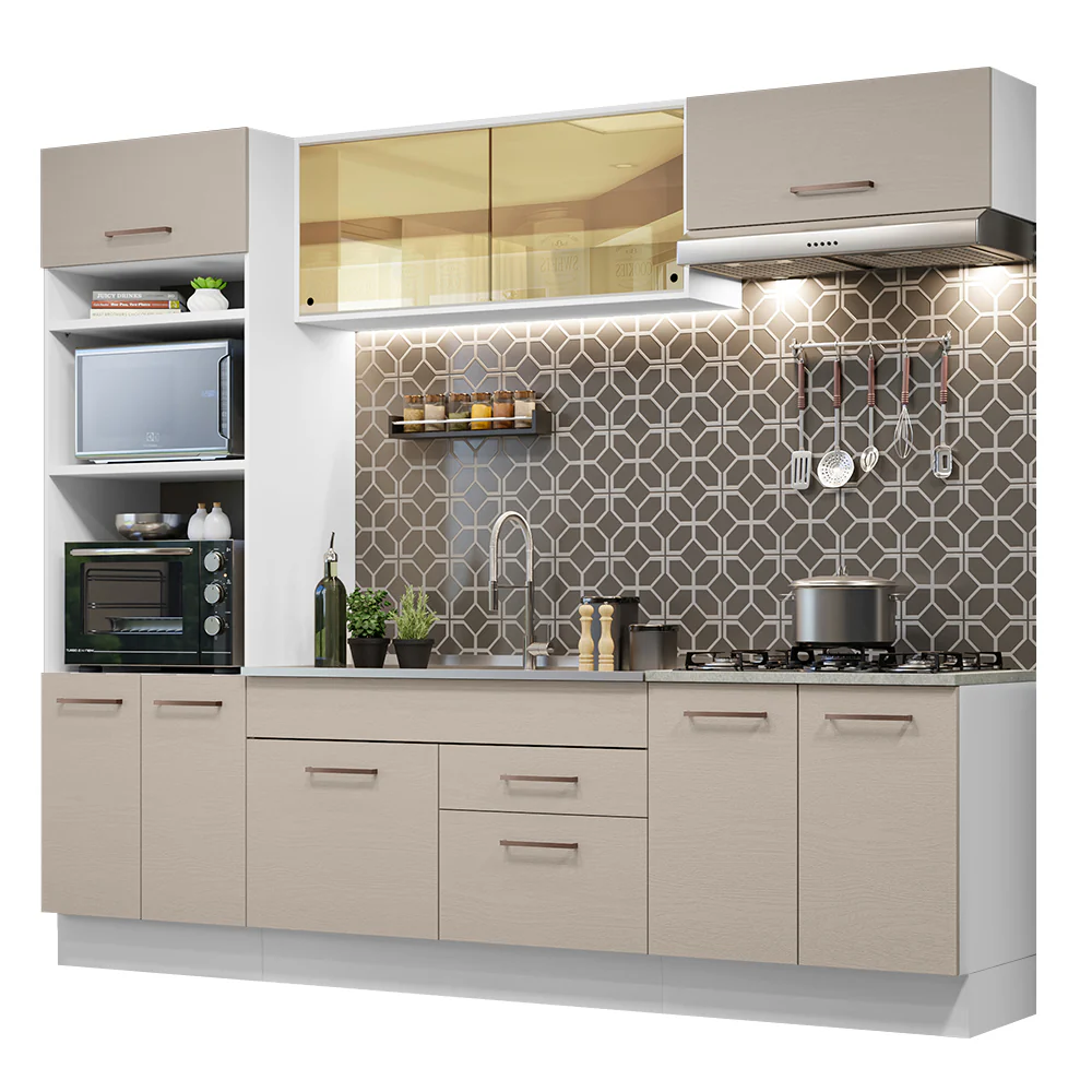 Armário de Cozinha Completa 270cm Branco/Crema Agata Madesa 03 - Image 2