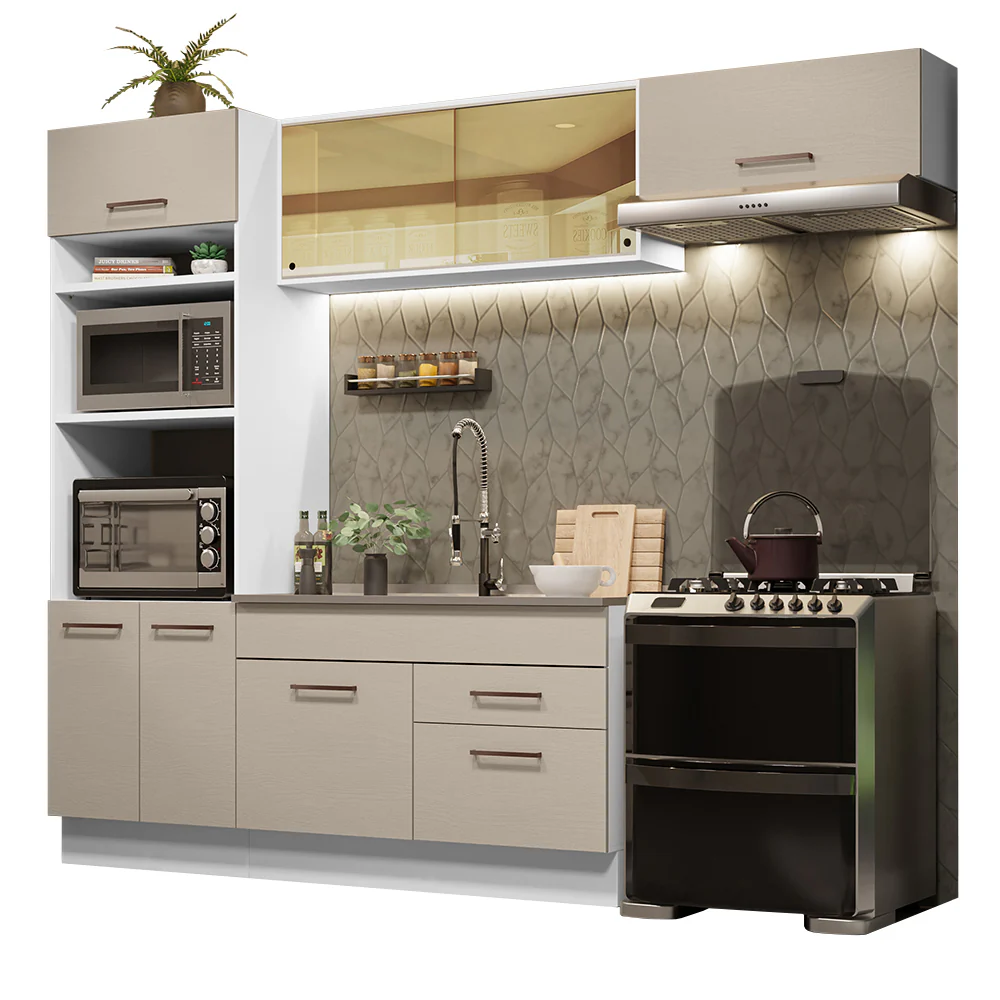 Armário de Cozinha Completa 270cm Branco/Crema Agata Madesa 04 - Image 2