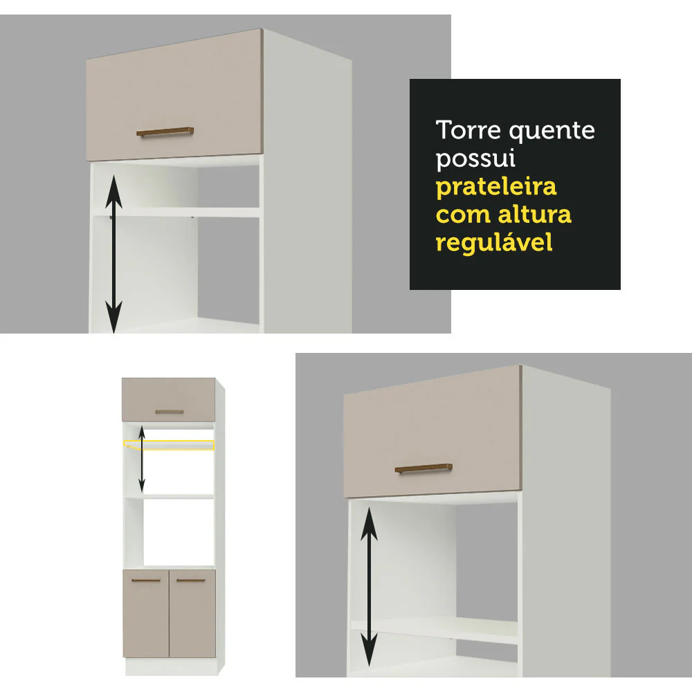Armário de Cozinha Completa 270cm Branco/Crema Agata Madesa 04 - Image 8