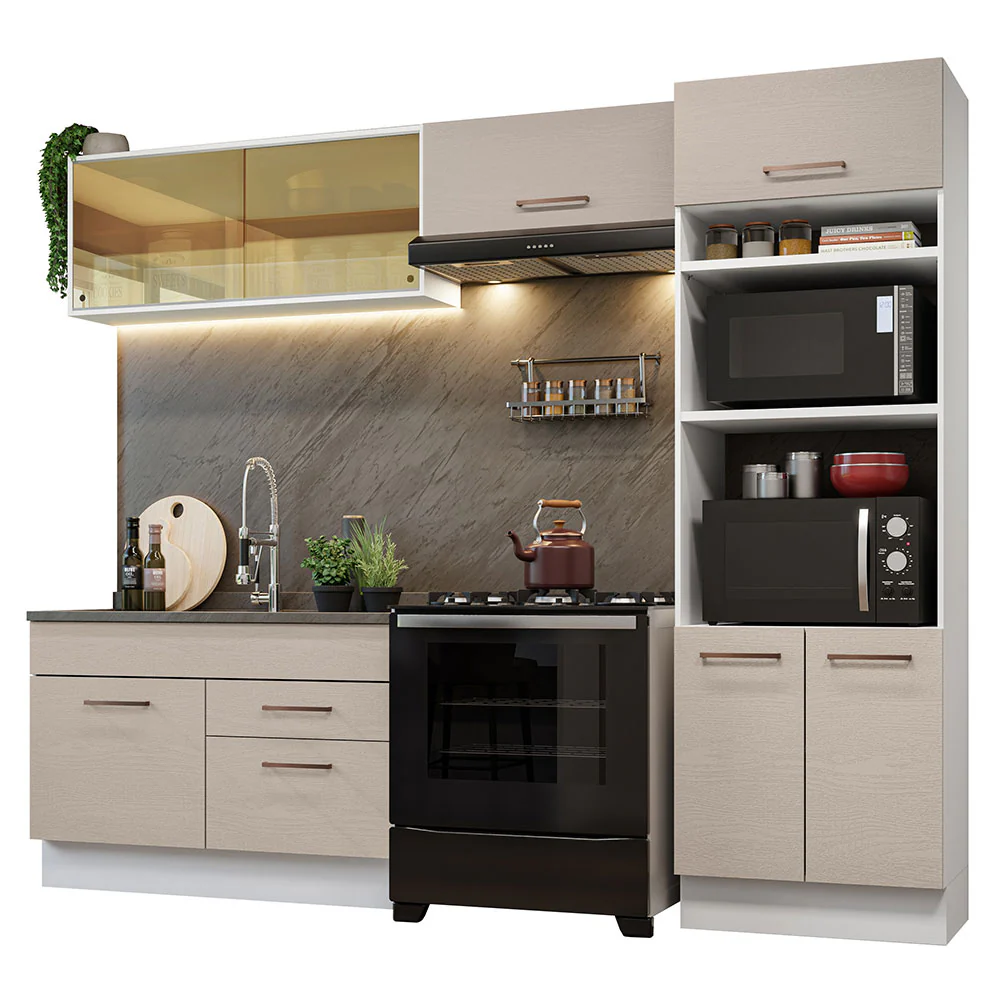 Armário de Cozinha Completa 270cm Branco/Crema Agata Madesa 05 - Image 2