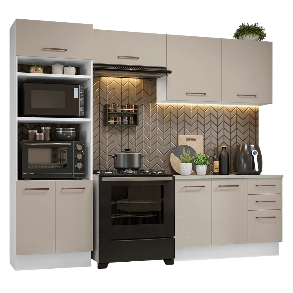 Armário de Cozinha Completa 270cm Branco/Crema Agata Madesa 07 - Image 2