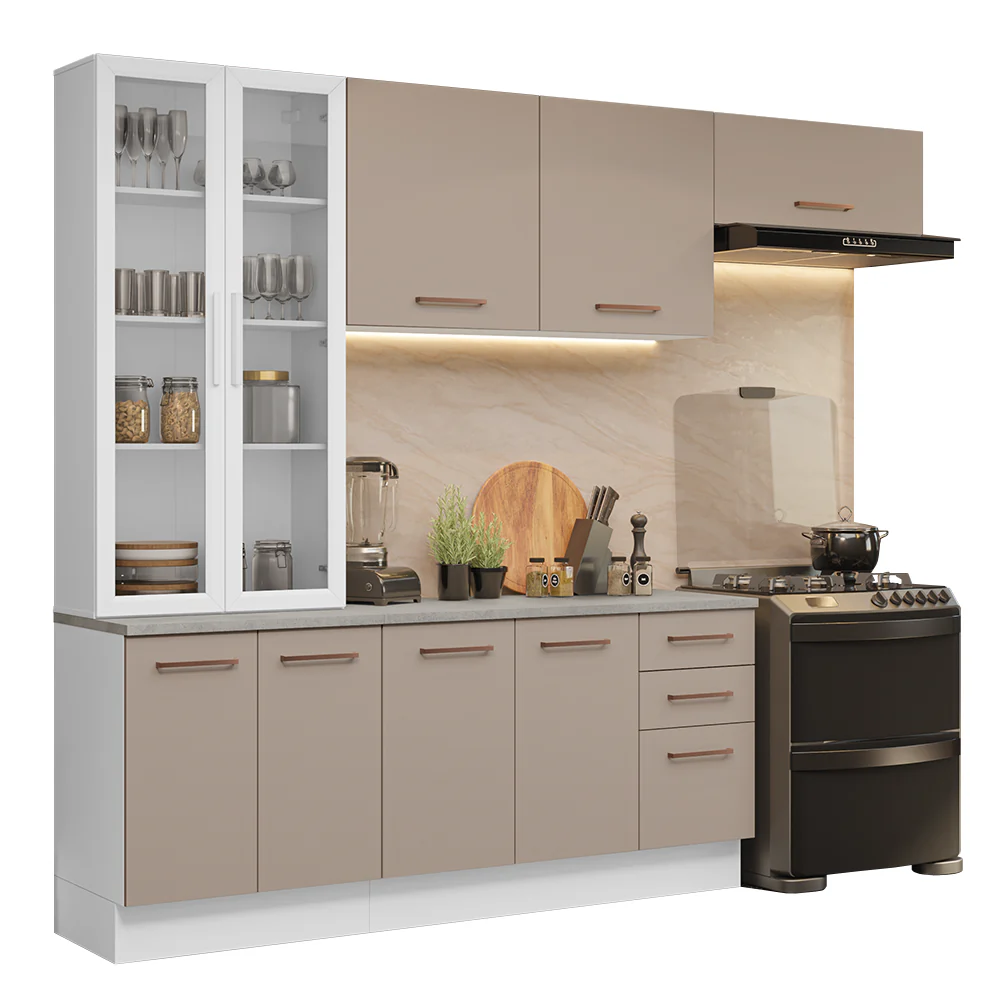 Armário de Cozinha Completa 270cm Branco/Crema Agata Madesa 11 - Image 2