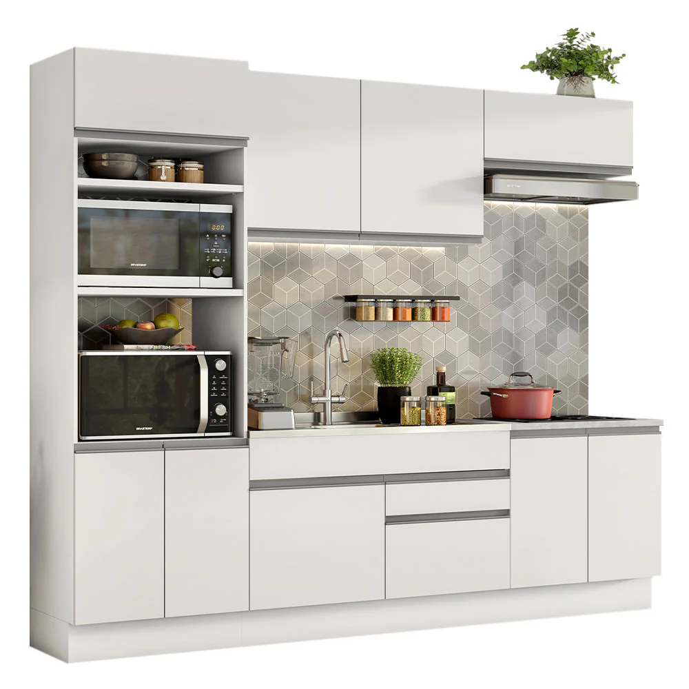 Armário de Cozinha Completa 270cm Branco Glamy Madesa 13 - Image 2