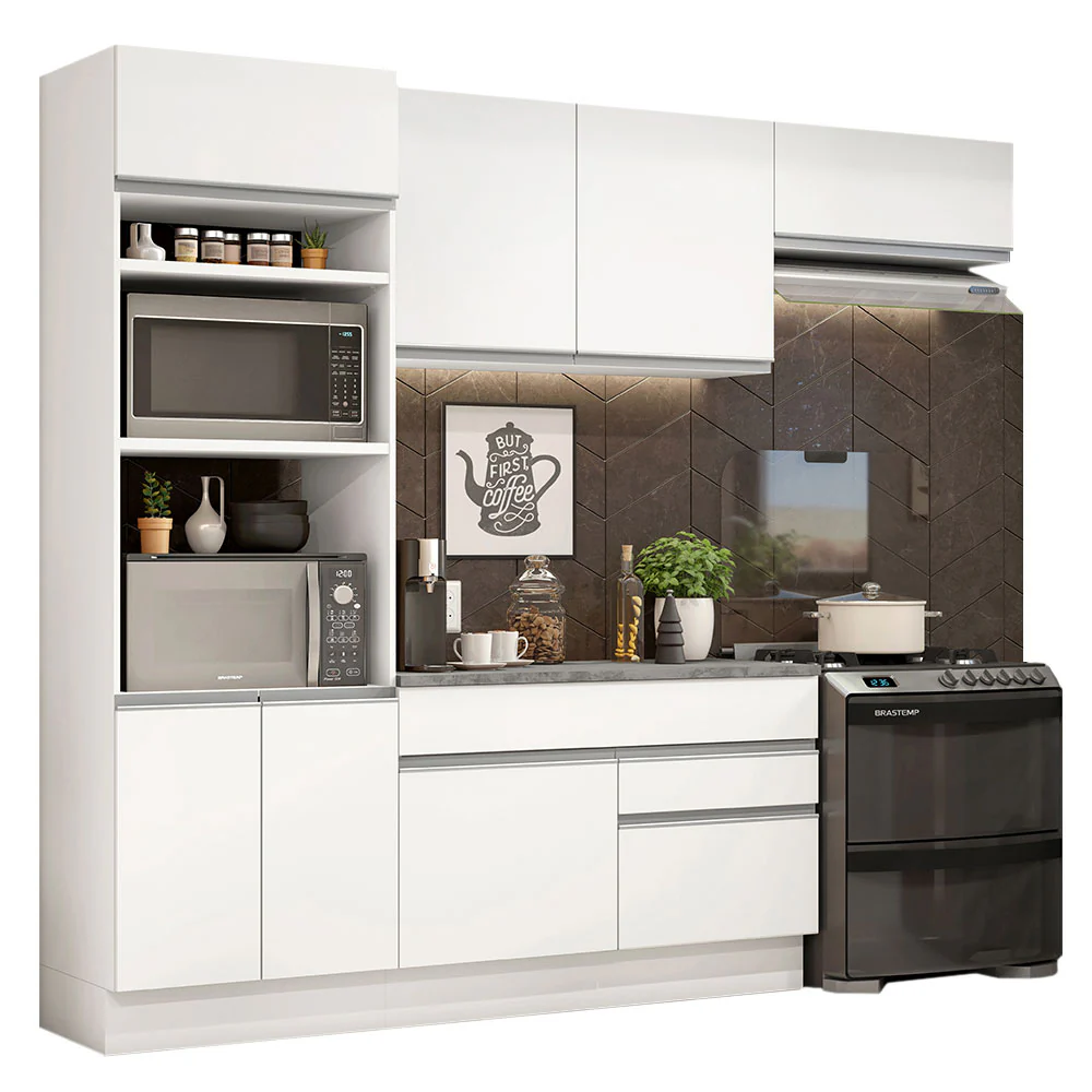 Armário de Cozinha Completa 270cm Branco Glamy Madesa 14 - Image 2