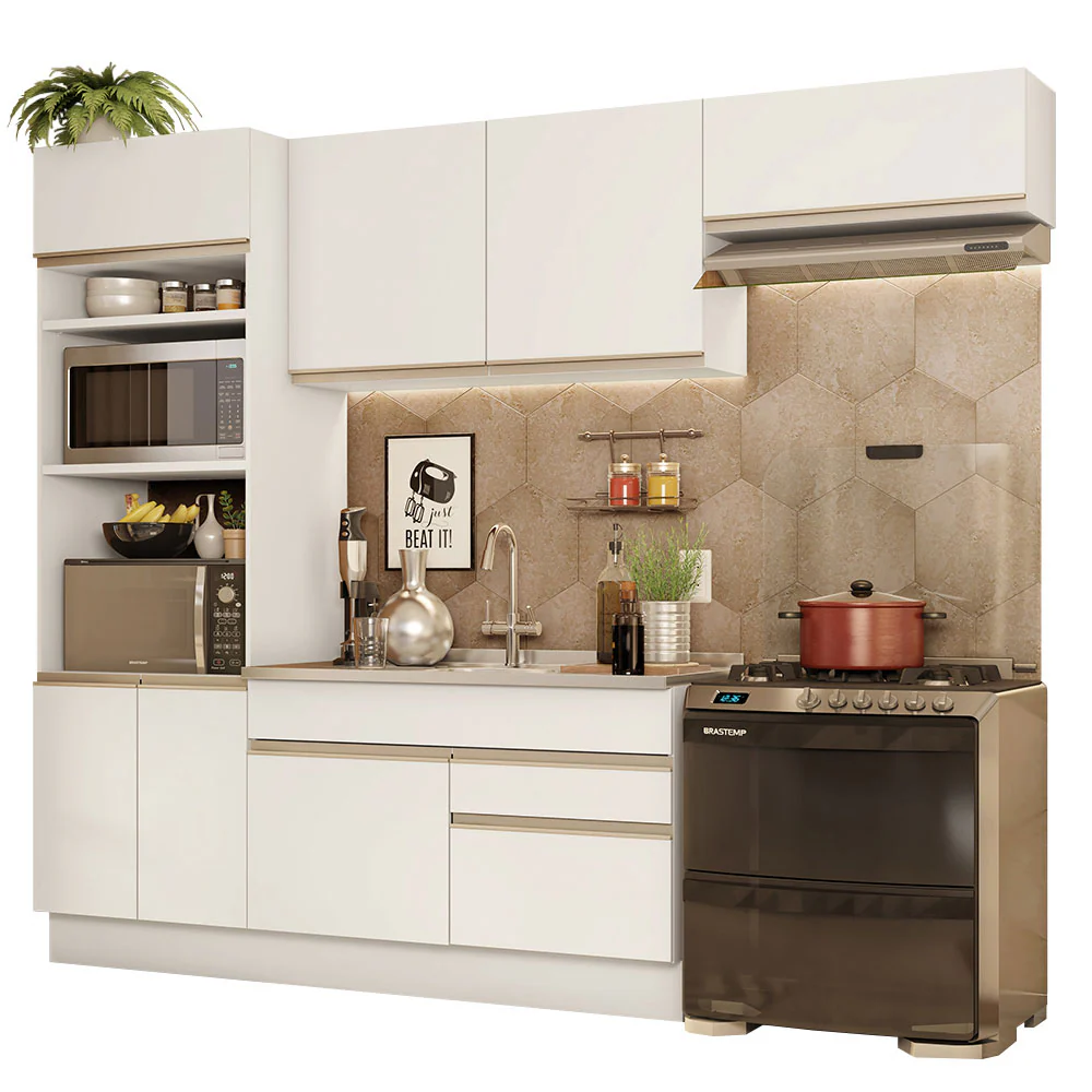 Armário de Cozinha Completa 270cm Branco Glamy Madesa 15 - Image 2