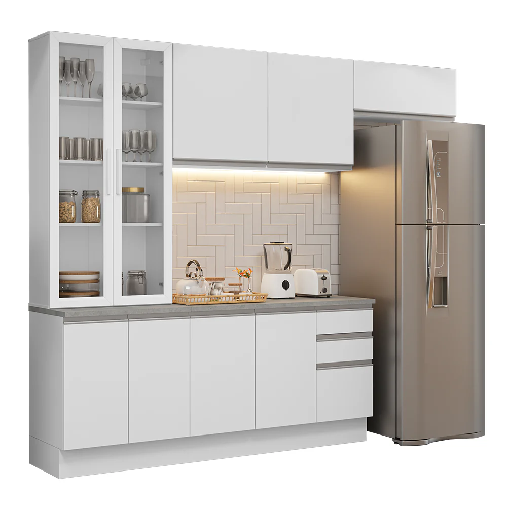 Armário de Cozinha Completa 270cm Branco Glamy Madesa 16 - Image 2