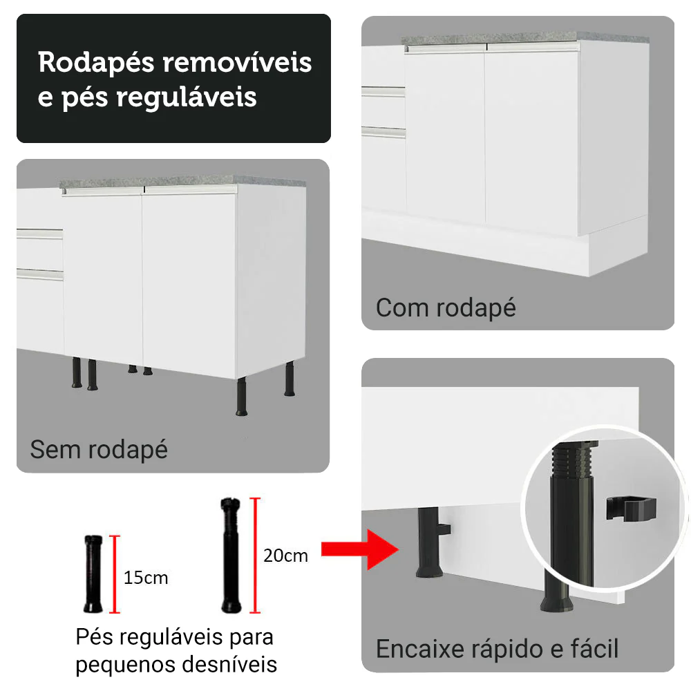 Armário de Cozinha Completa 270cm Branco Glamy Madesa 16 - Image 8