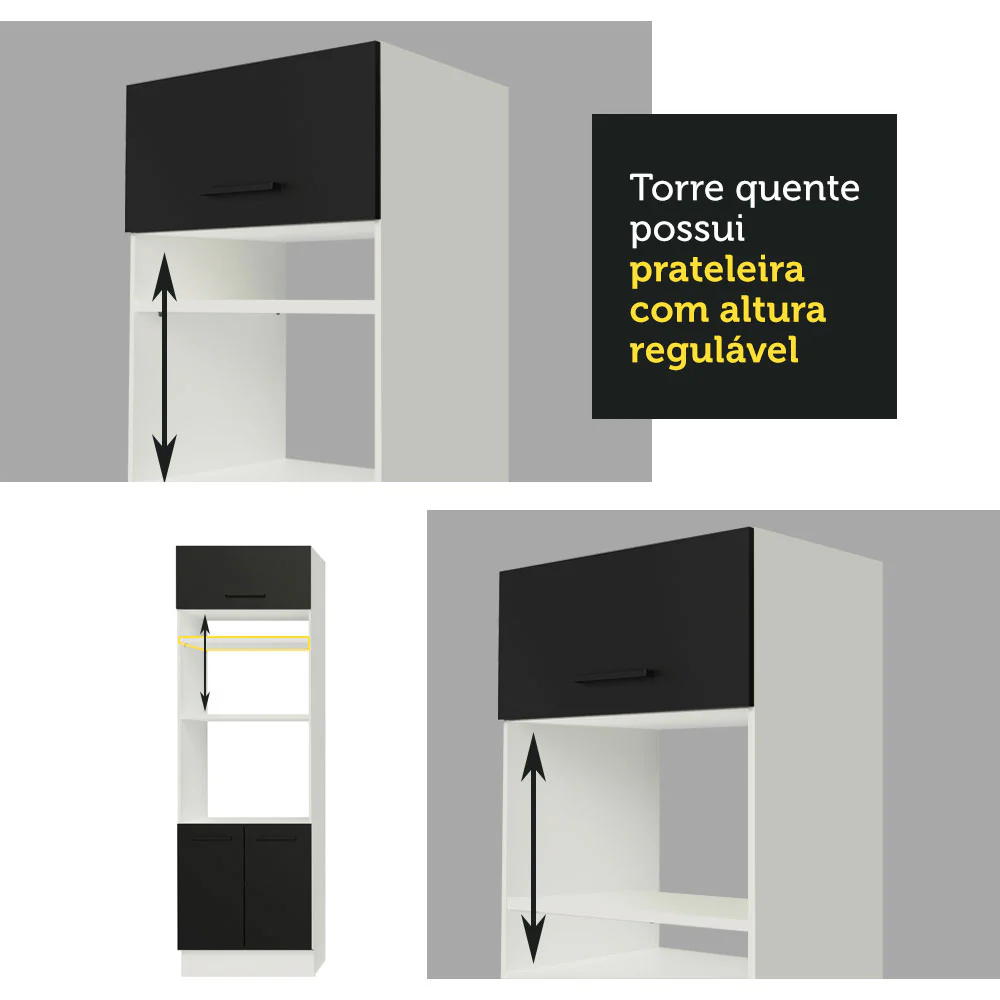 Armário de  Cozinha Completa 270cm Branco/Preto Agata Madesa 08 - Image 8
