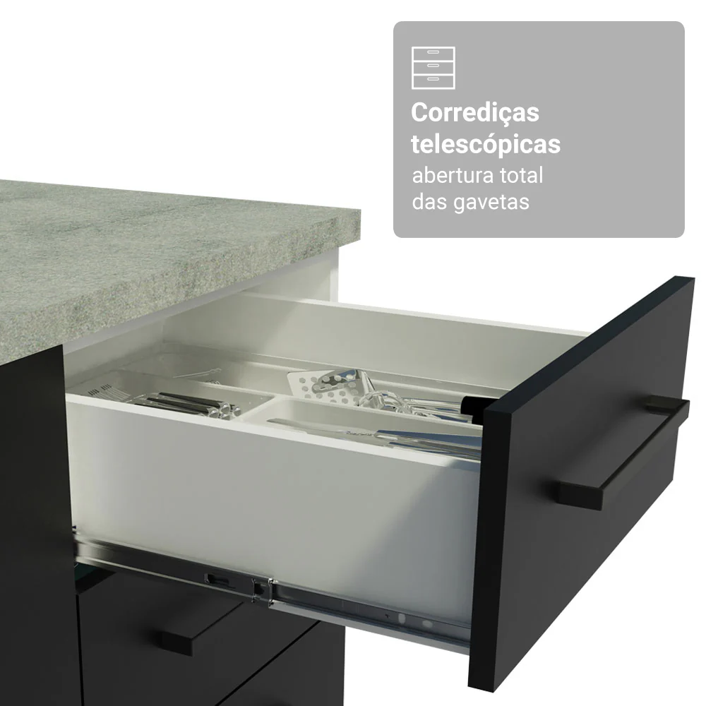 Armário de Cozinha Completa 270cm Branco/Preto Agata Madesa 11 - Image 7