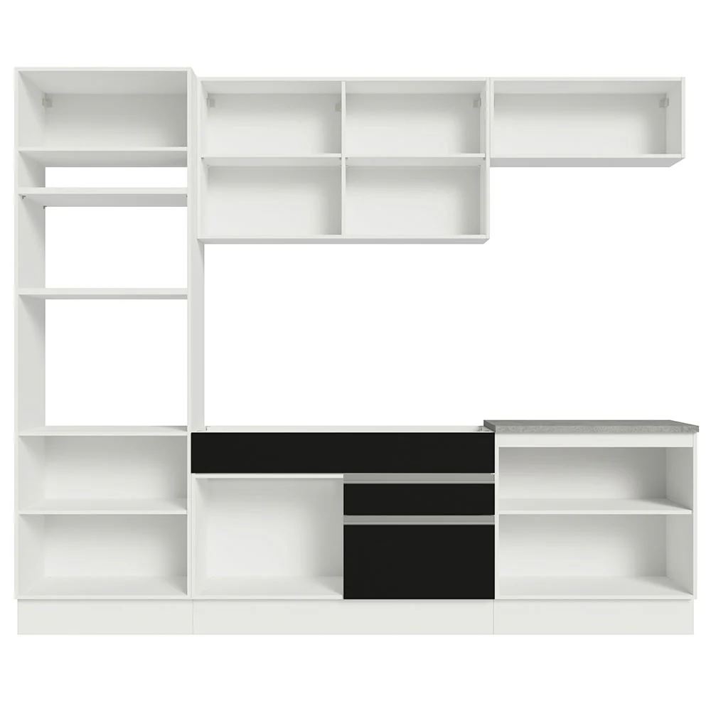 Armário de Cozinha Completa 270cm Branco/Preto Glamy Madesa 13 - Image 11