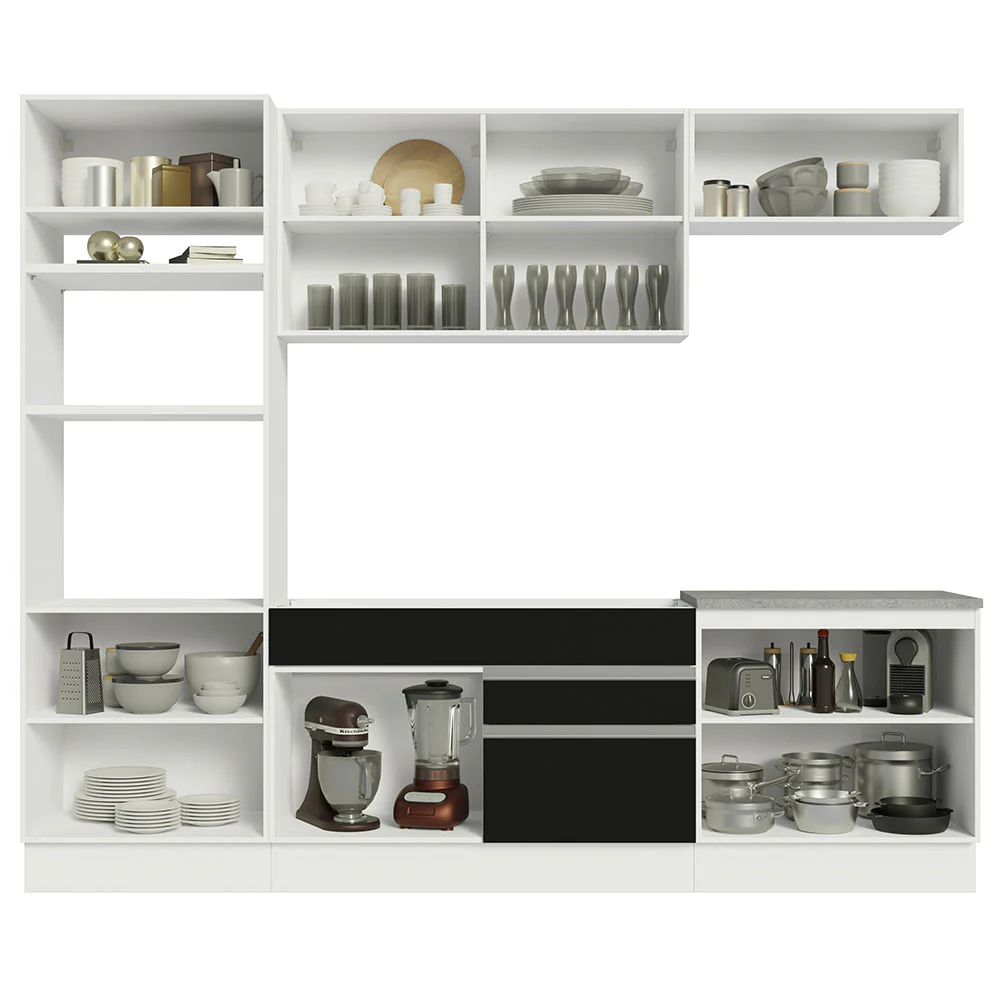 Armário de Cozinha Completa 270cm Branco/Preto Glamy Madesa 13 - Image 12