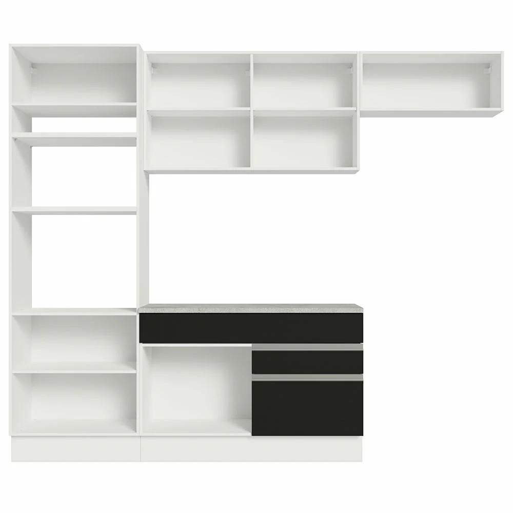 Armário de Cozinha Completa 270cm Branco/Preto Glamy Madesa 14 - Image 11