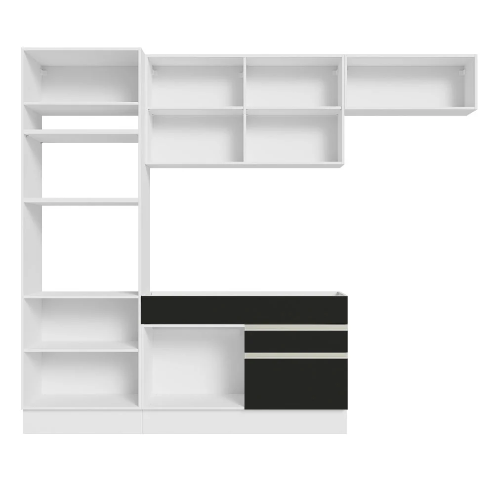 Armário de Cozinha Completa 270cm Branco/Preto Glamy Madesa 15 - Image 11