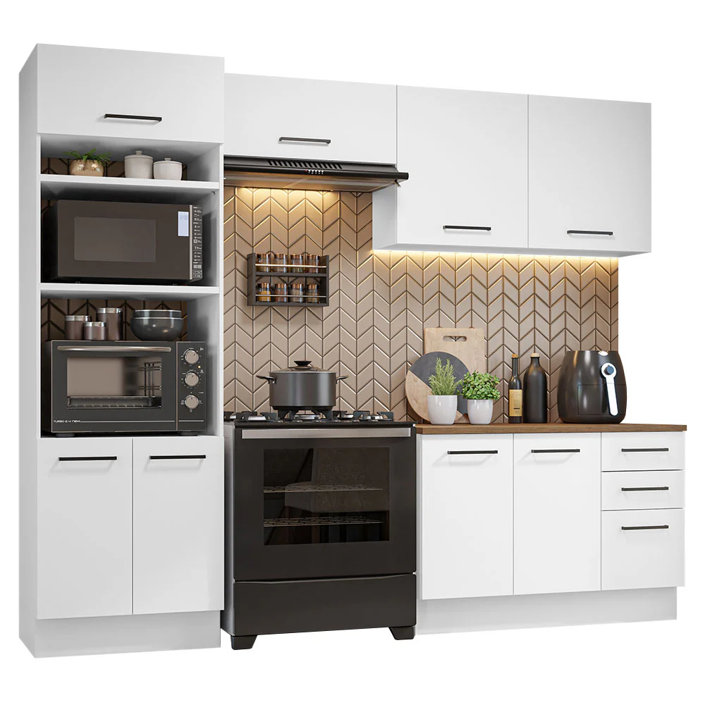 Armário de Cozinha Completa 270cm Branco/Rustic 60cm de Profundidade Agata Madesa 09 - Image 2
