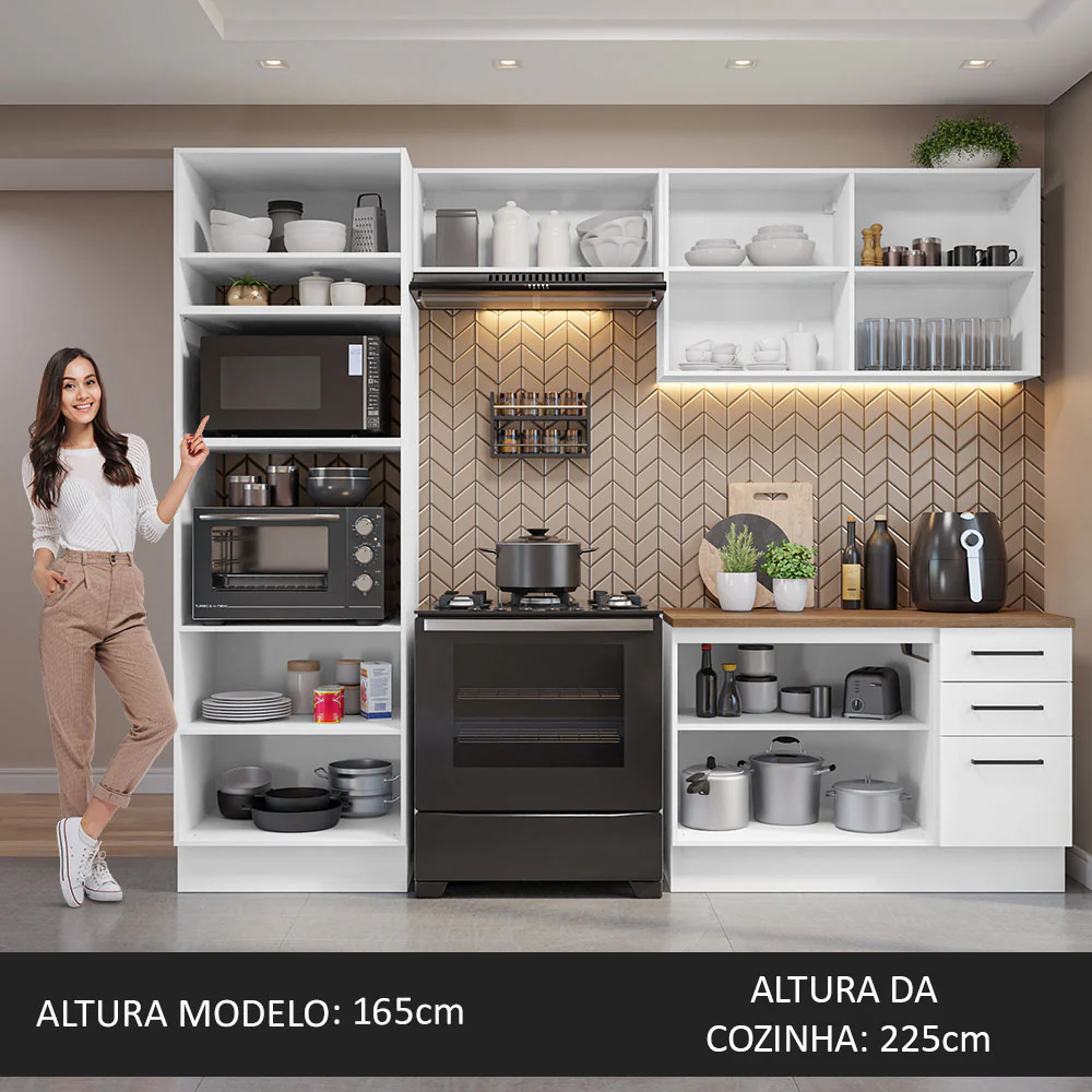 Armário de Cozinha Completa 270cm Branco/Rustic 60cm de Profundidade Agata Madesa 09 - Image 5
