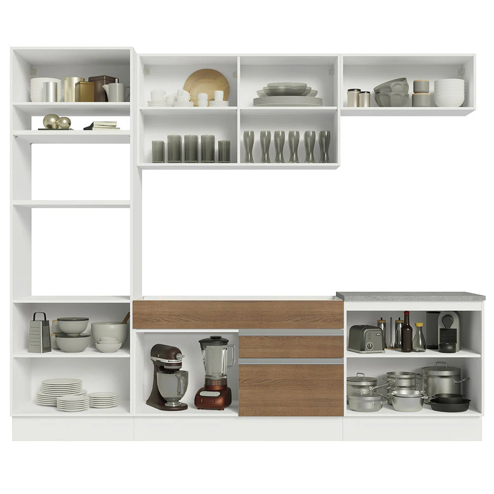Armário de Cozinha Completa 270cm Branco/Rustic Glamy Madesa 13 - Image 12