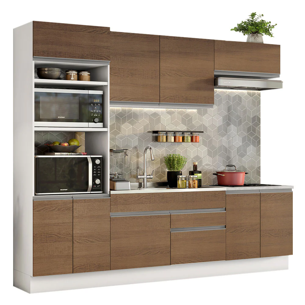 Armário de Cozinha Completa 270cm Branco/Rustic Glamy Madesa 13 - Image 2