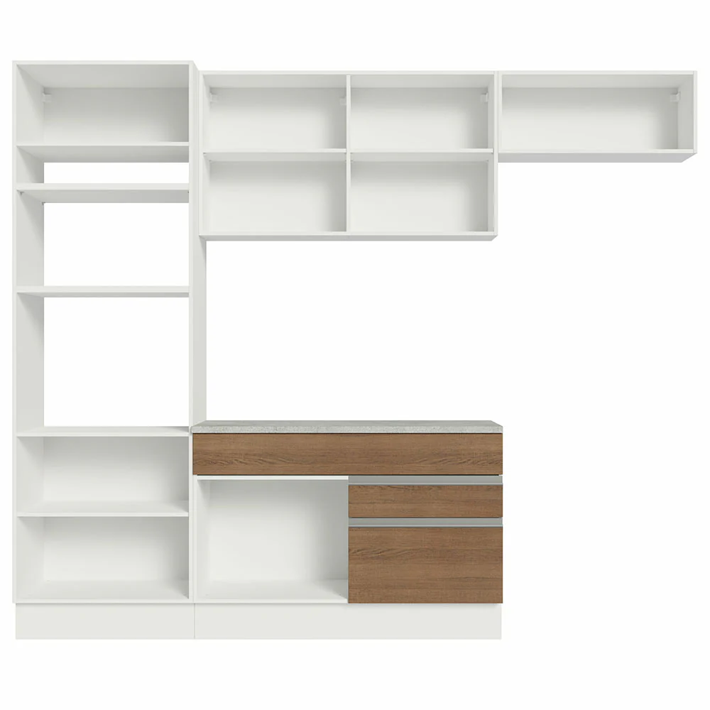 Armário de Cozinha Completa 270cm Branco/Rustic Glamy Madesa 14 - Image 11