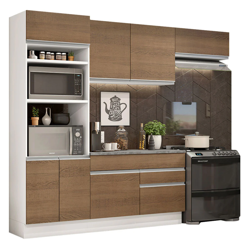 Armário de Cozinha Completa 270cm Branco/Rustic Glamy Madesa 14 - Image 2