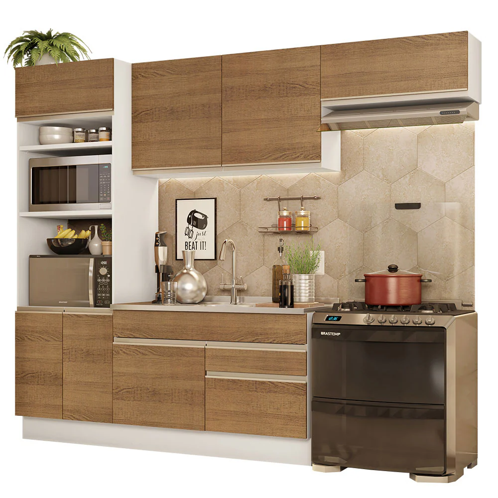 Armário de Cozinha Completa 270cm Branco/Rustic Glamy Madesa 15 - Image 2
