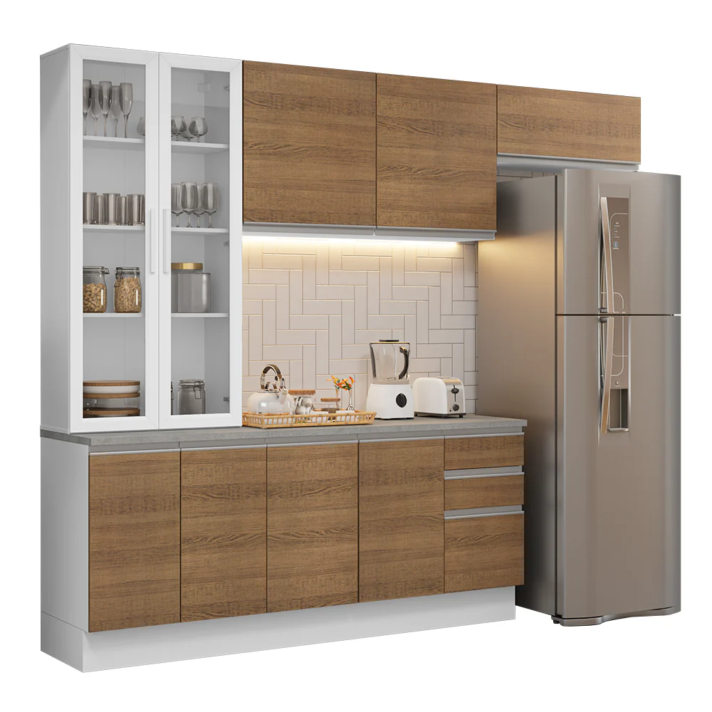 Armário de Cozinha Completa 270cm Branco/Rustic Glamy Madesa 16 - Image 2