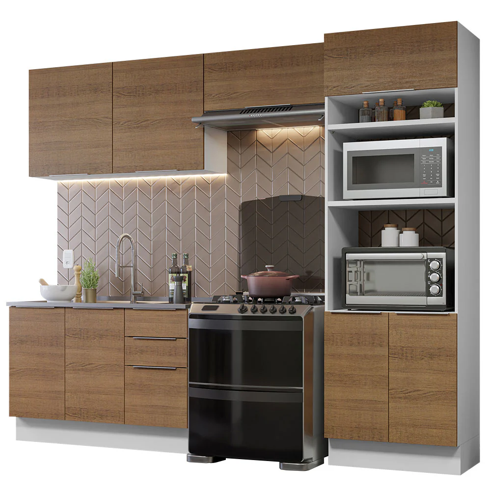 Armário de Cozinha Completa 270cm Branco/Rustic Stella Madesa 05 - Image 2