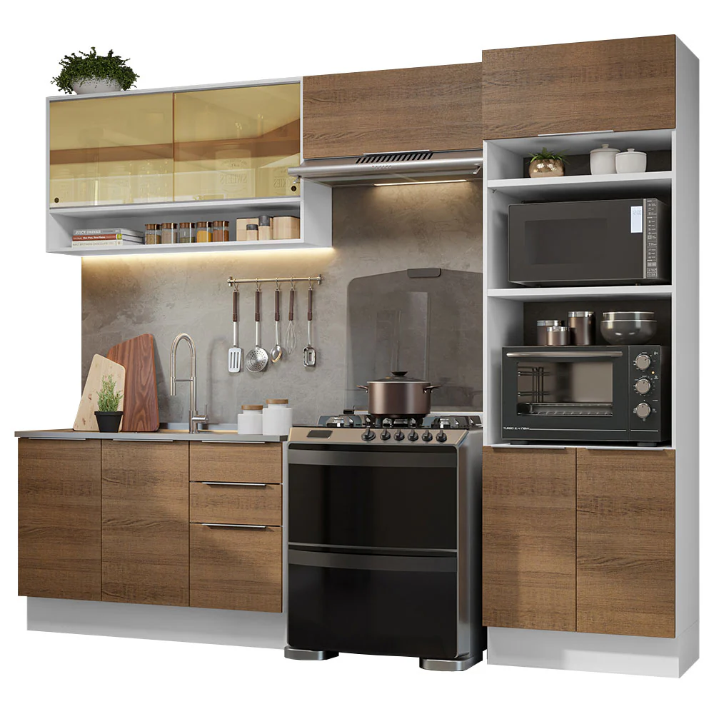 Armário de Cozinha Completa 270cm Branco/Rustic Stella Madesa 07 - Image 2
